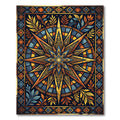 Golden Celestial Star Geometric Art Rug