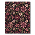 Dark Burgundy Floral Moody Botanical Illustration Rug
