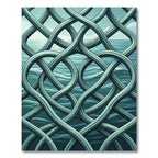 Interlocking Aqua Sea Wave Knot Rug