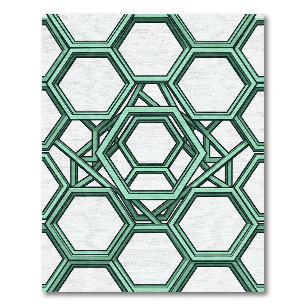 Geometric Mint Hexagonal Lattice Rug