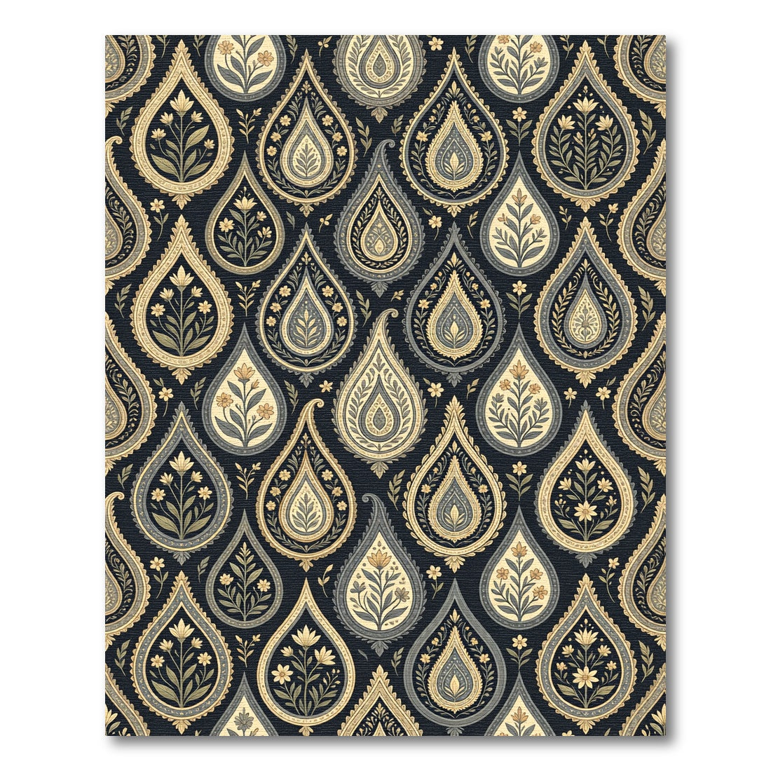 Dark Paisley Floral Medallion Rug