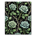 Sage Green Rose Thorns Botanical Arrangement Rug