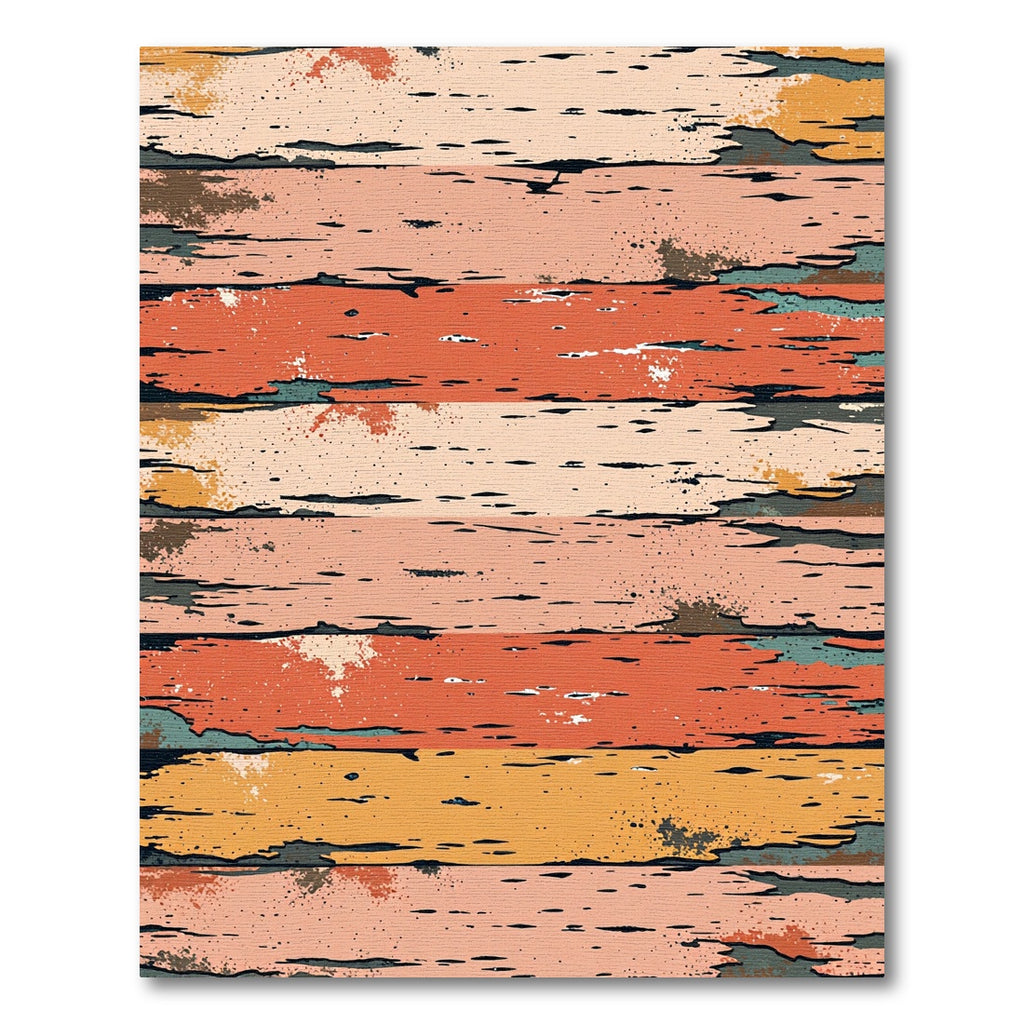 Rustic Distressed Earthy Horizontal Striped Rug