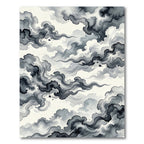 Monochromatic Ink Wash Cloud Swirls Rug