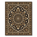 Elegant Black Gold Floral Medallion Rug