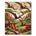 Prehistoric Pterodactyl Canyon Landscape Art Rug