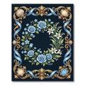 Ornate Blue Rose Laurel Wreath Rug