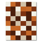 Terracotta Cream Brown Checkerboard Blocks Rug