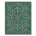 Intricate Teal Beige Arabesque Lattice Rug