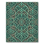 Intricate Teal Beige Arabesque Lattice Rug