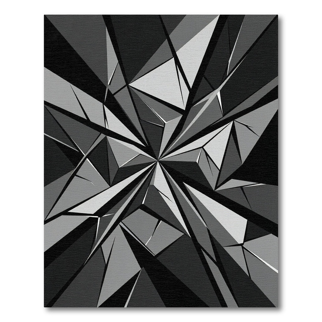 Monochrome Geometric Fractured Crystal Facet Rug