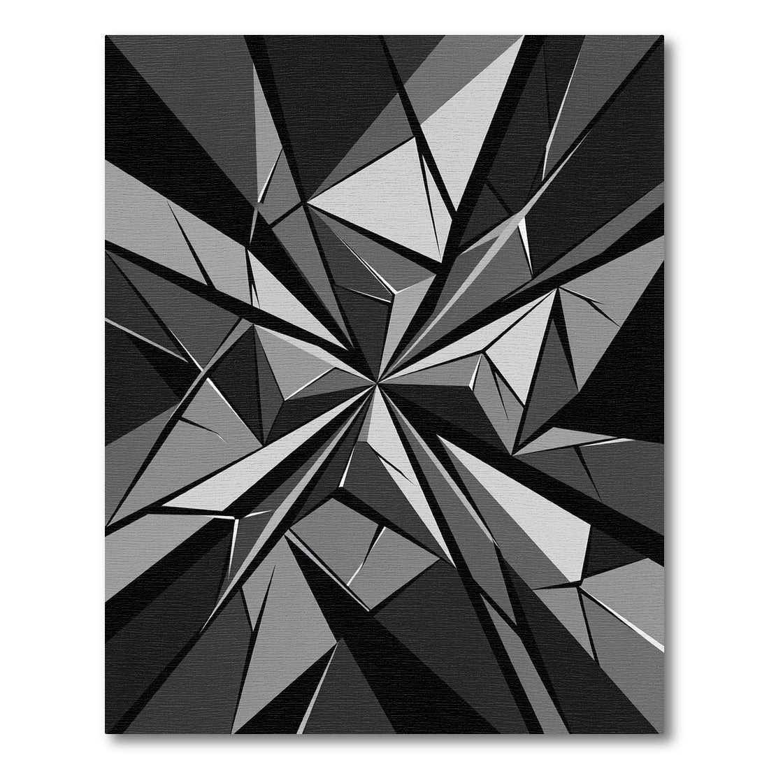 Monochrome Geometric Fractured Crystal Facet Rug