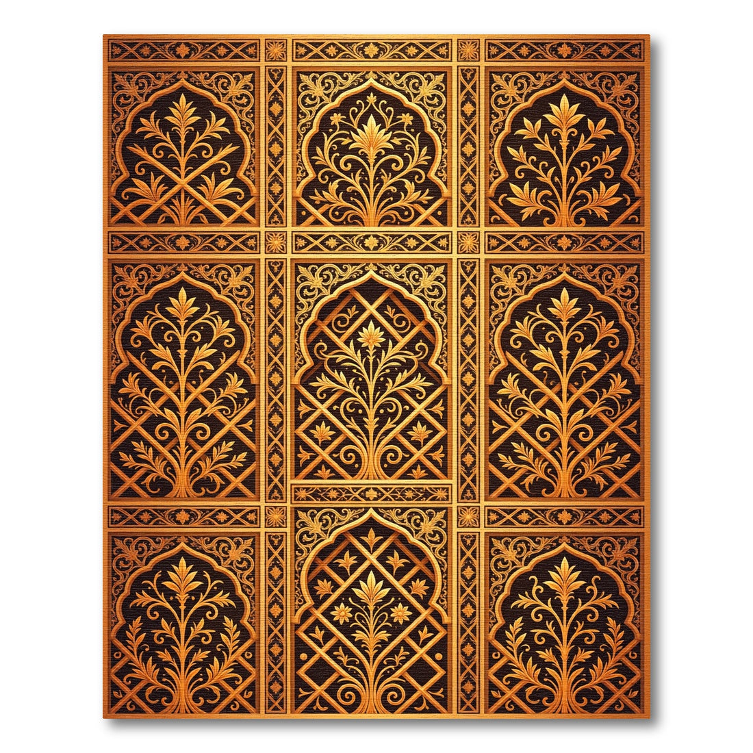Grand Gold Floral Arches Rectangular Rug