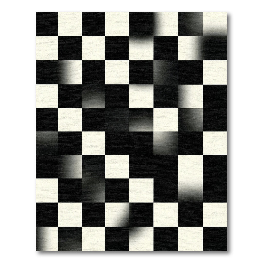 Monochrome Gradient Checkerboard Abstract Art Rug
