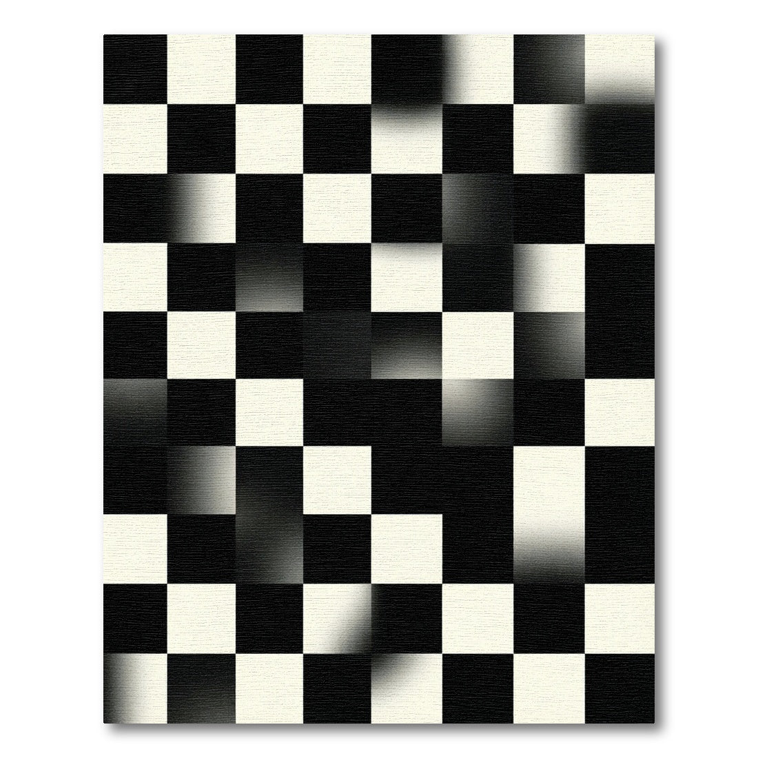 Monochrome Gradient Checkerboard Abstract Art Rug
