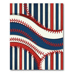 Bold Red White Blue Baseball Stitching Rug
