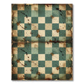 Distressed Teal and Cream Checkerboard Rug