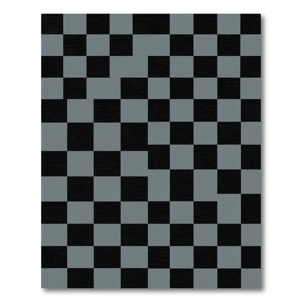 Minimalist Charcoal Grey Checkerboard Grid Rug