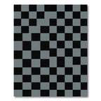 Minimalist Charcoal Grey Checkerboard Grid Rug