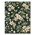 Elegant White Cherry Blossom Dark Teal Rug
