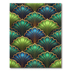 Emerald Teal Fan Art Deco Rug