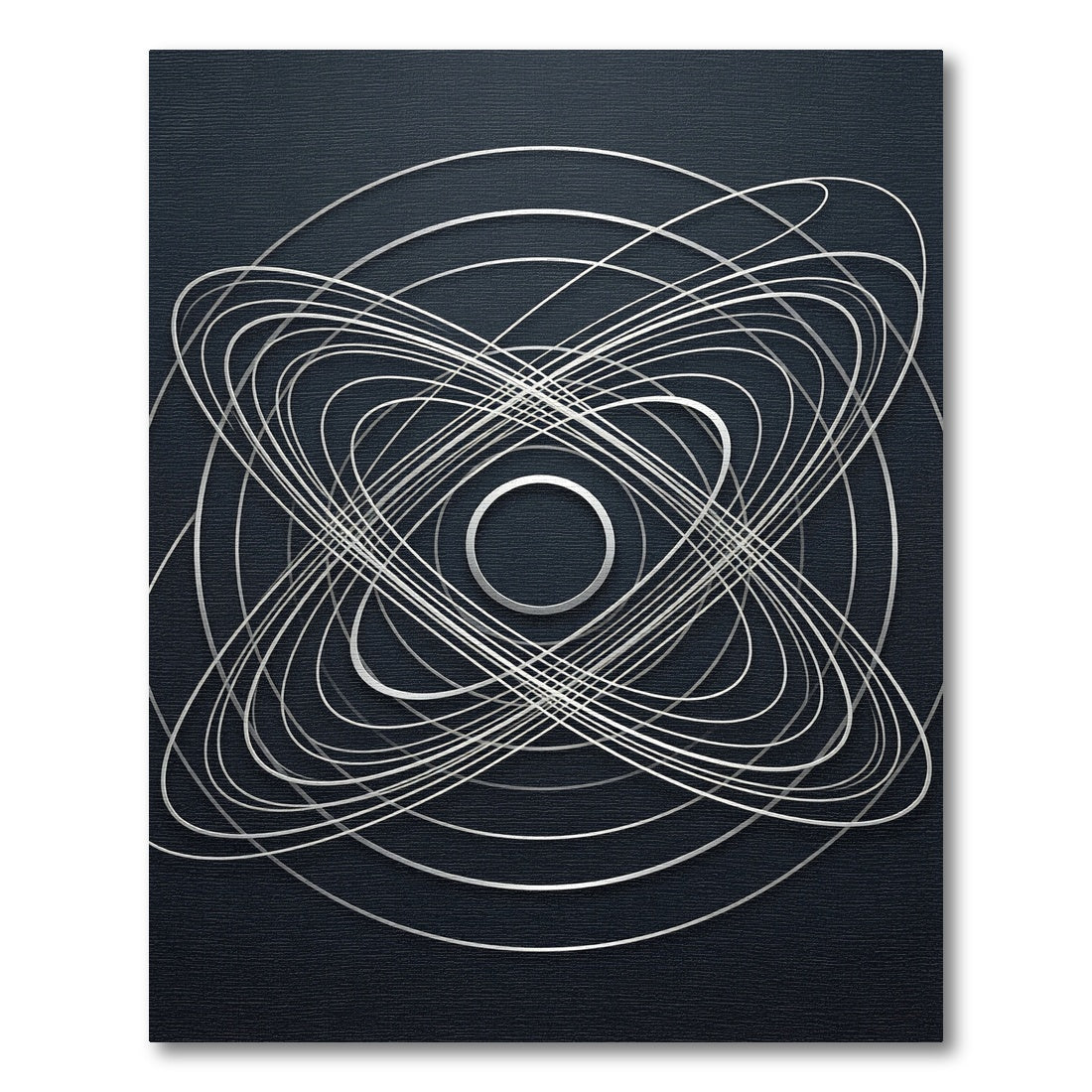 Silver Orbital Abstract Geometric Rug