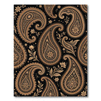 Elegant Gold Paisley Floral Black Tapestry Rug