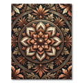 Ornate Copper Bronze Floral Mandala Rug