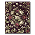 Elegant Dark Floral Lotus Medallion Rug