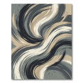 Modern Charcoal Beige Abstract Swirl Rug