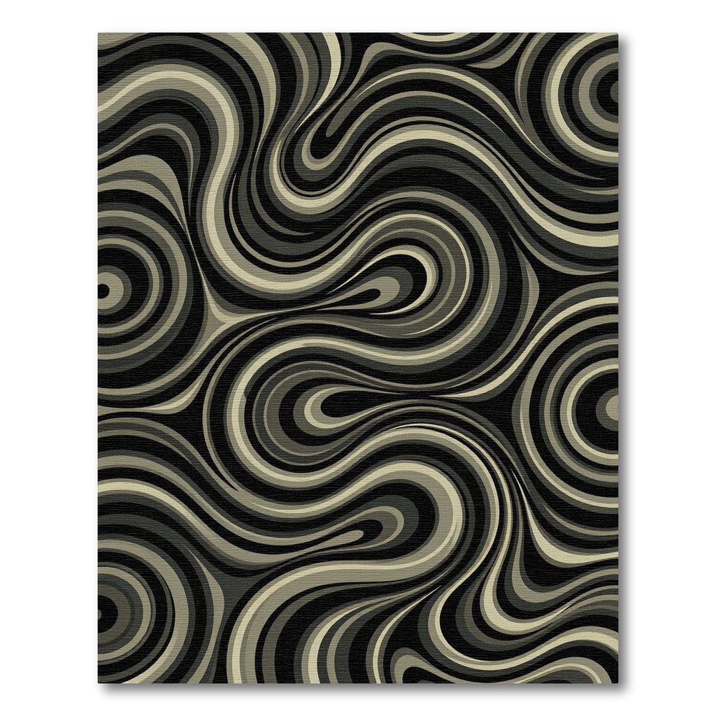 Abstract Swirling Monochrome Ribbon Curves Rug