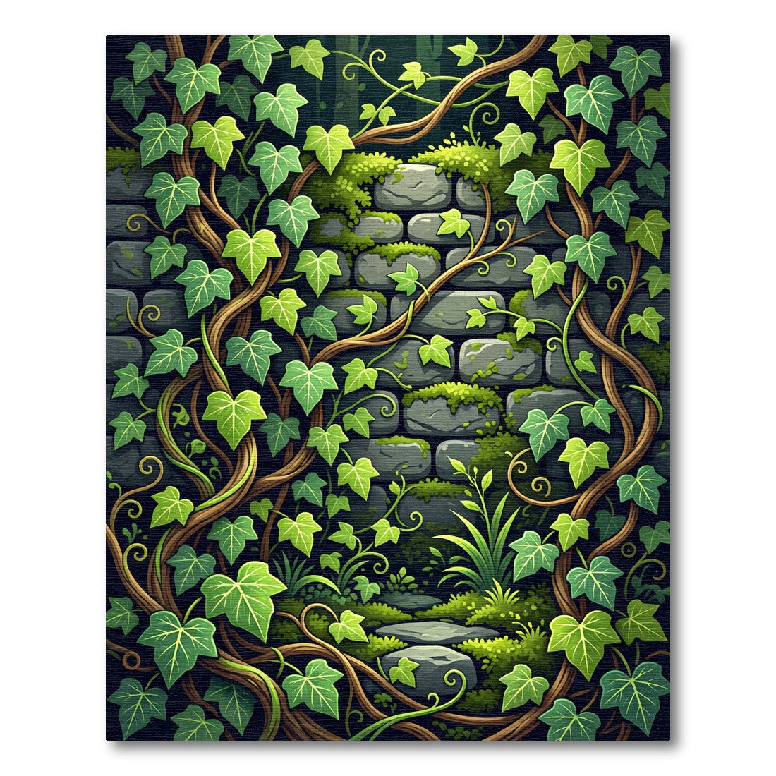 Enchanted Ivy Vine Stone Wall Rug
