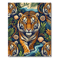 Vibrant Tiger Jungle Tropical Scene Rug