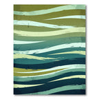 Abstract Teal Olive Wave Layers Rug