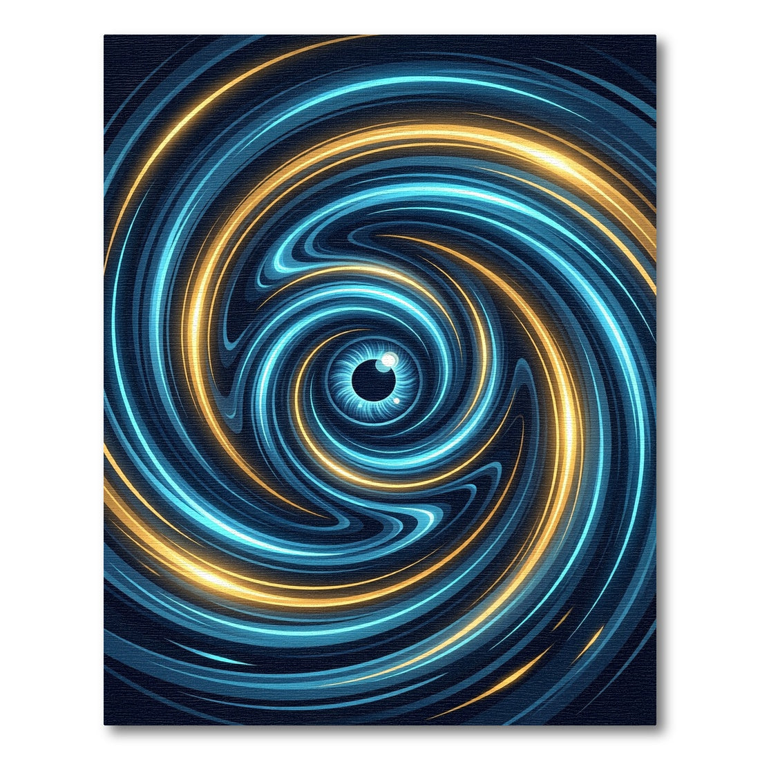 Luminous Cosmic Blue and Gold Vortex Rug