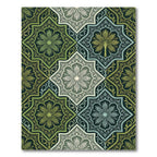 Emerald Green Floral Palmette Medallion Rug