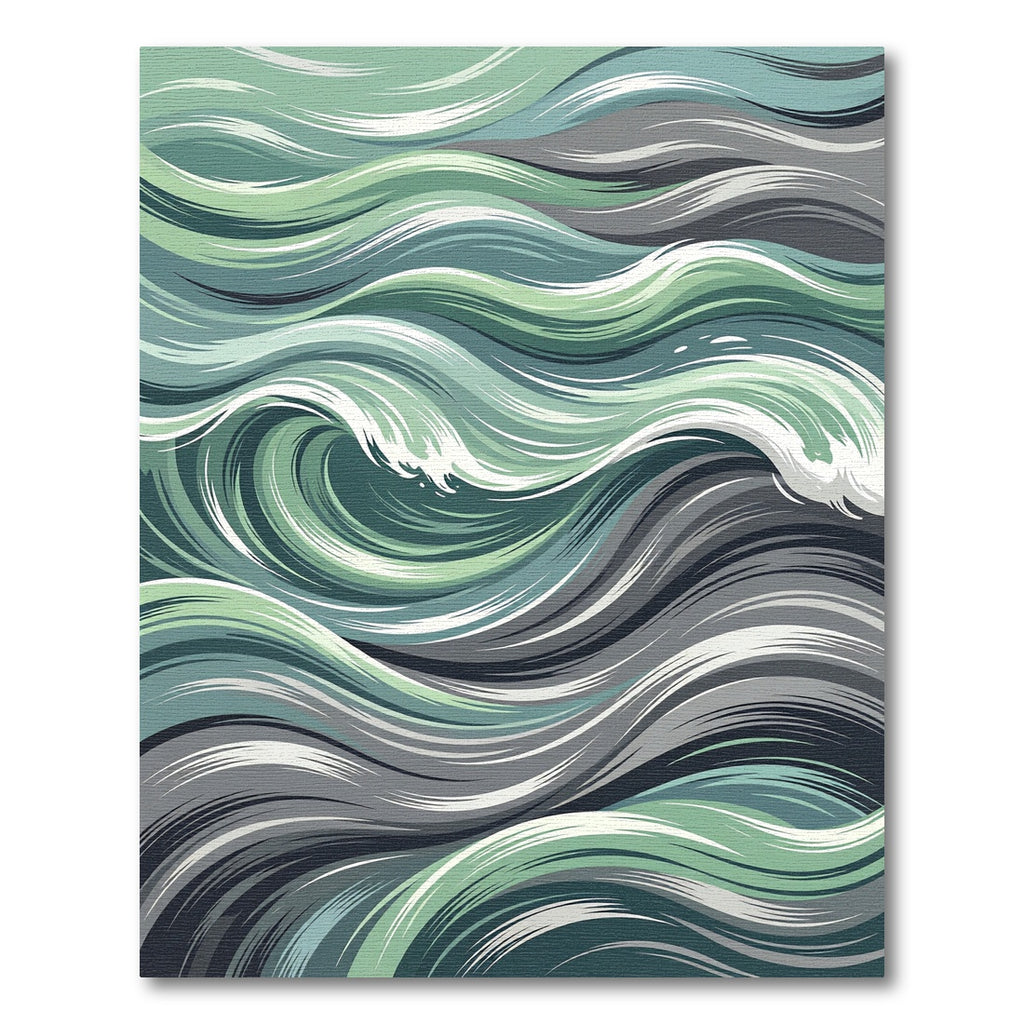Sage and Slate Abstract Ocean Wave Rug