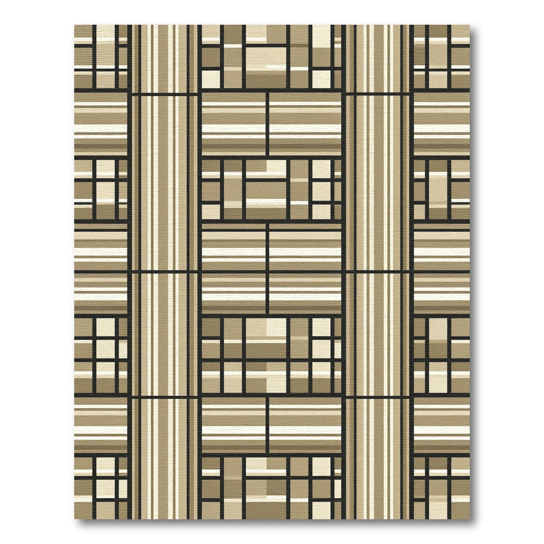 Geometric Warm Tones Stripes Blocks Rug