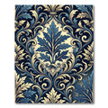 Elegant Navy and Gold Acanthus Damask Rug