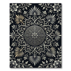 Detailed Silver Floral Mandala Statement Piece Rug