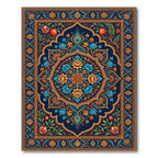 Deep Blue Pomegranate Floral Medallion Rug