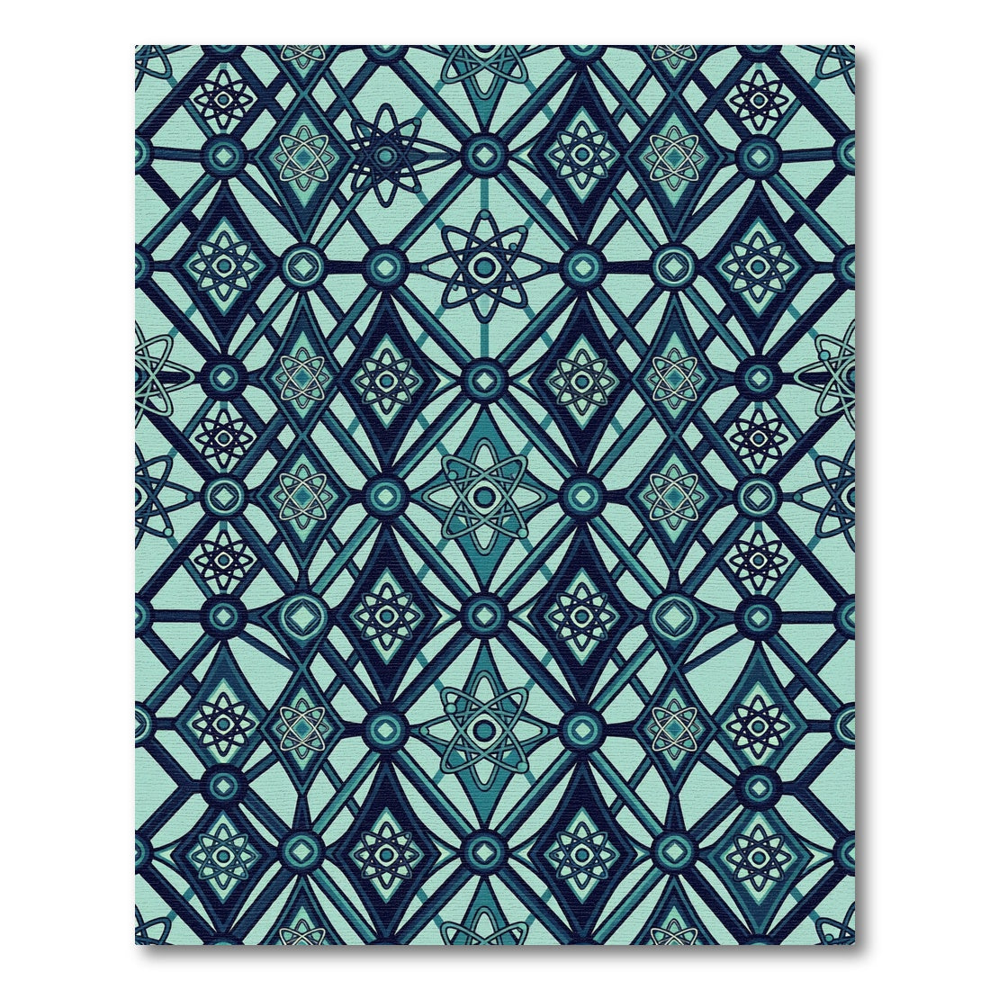 Teal Atomic Diamond Geometric Medallion Rug