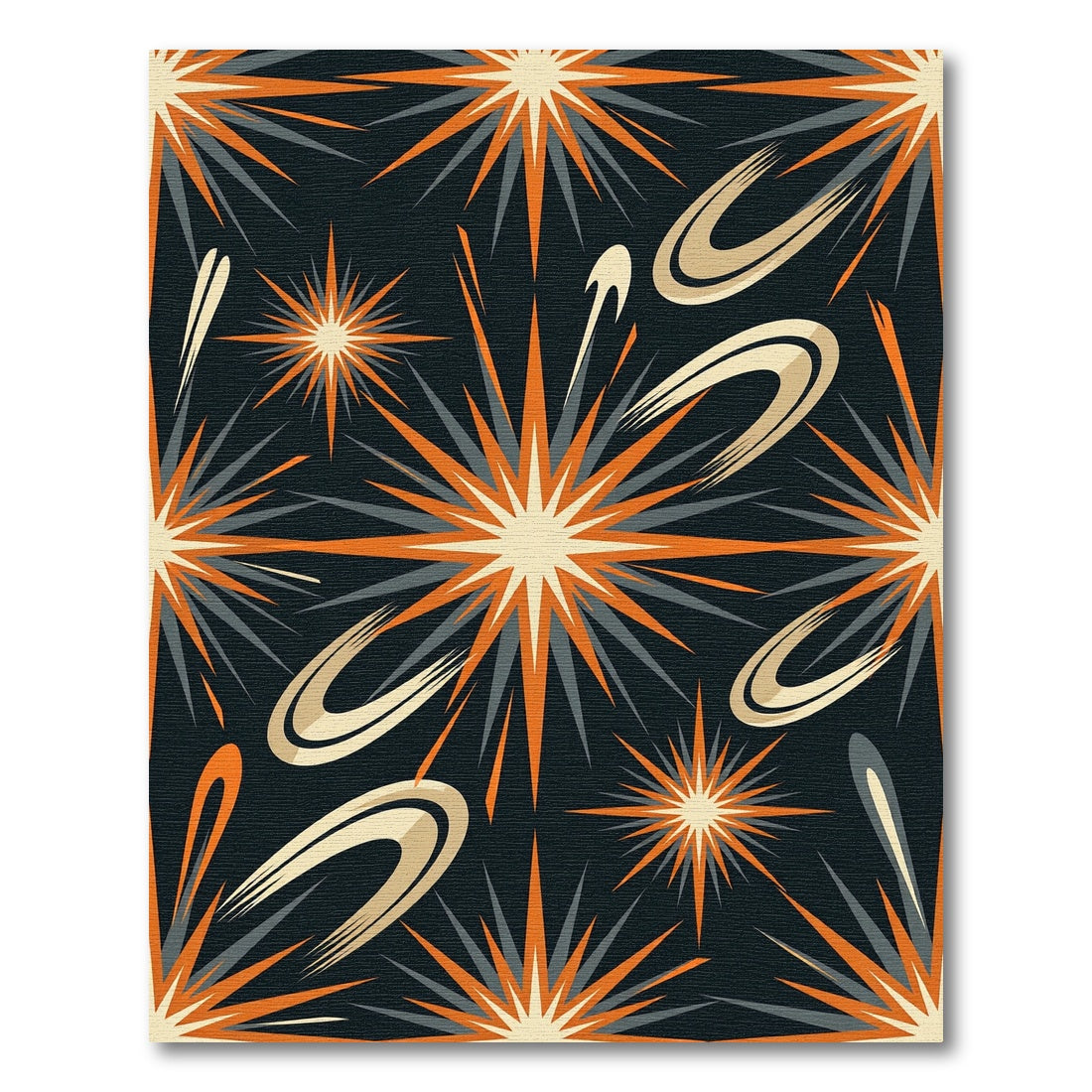 Mid-Century Retro Starburst Orbit Burst Rug