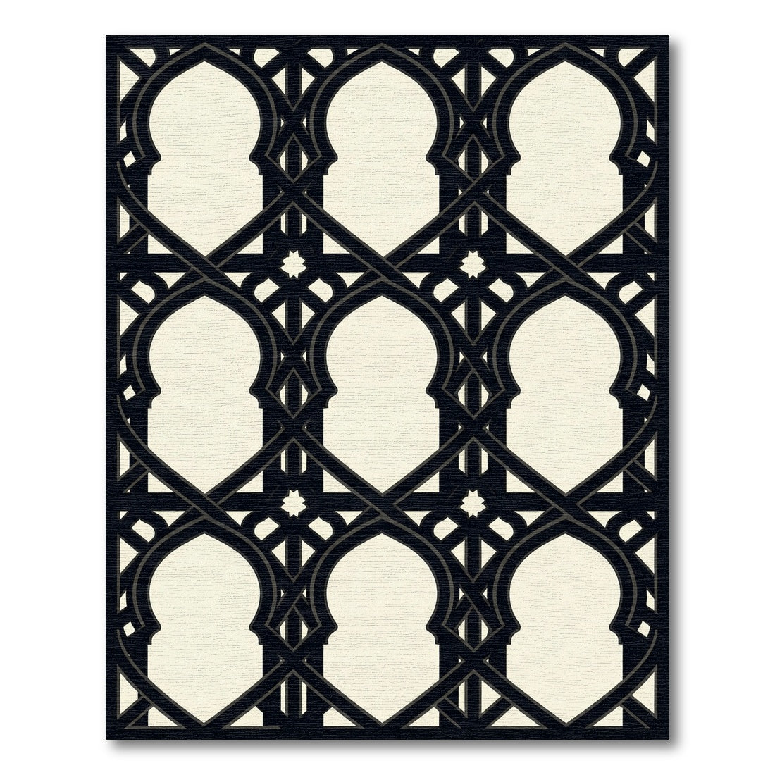 Sophisticated Midnight Arch Geometric Lattice Rug