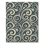 Elegant Slate Scrollwork Swirls Rug