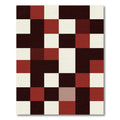 Modern Crimson and Cream Block Mosaic Rug