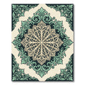Elegant Sage Cream Ornate Victorian Medallion Rug