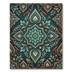 Teal and Gold Botanical Nautical Medallion Rug