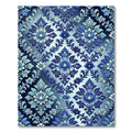 Elegant Navy and Azure Floral Damask Rug