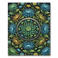 Radiant Blue and Gold Chrysanthemum Medallion Rug